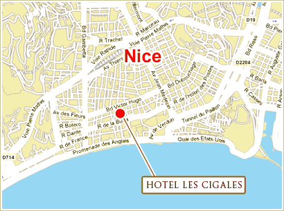 Hotels Nice, Mapa